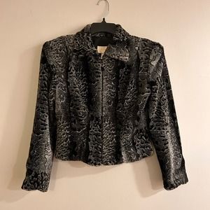 Vintage y2k Caché Faux Fur Cropped Jacket Size Small